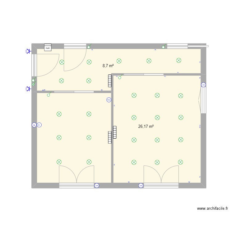 Distre. Plan de 2 pièces et 35 m2