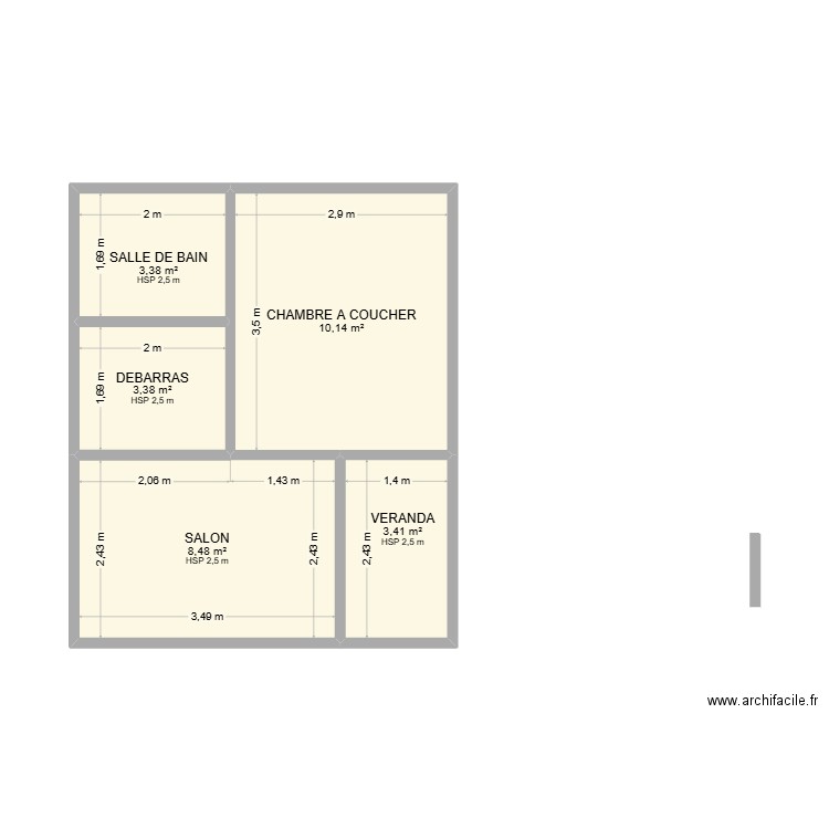 MAME. Plan de 5 pièces et 29 m2