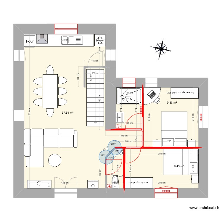 LARET - 1er étage futur _v3. Plan de 5 pièces et 60 m2