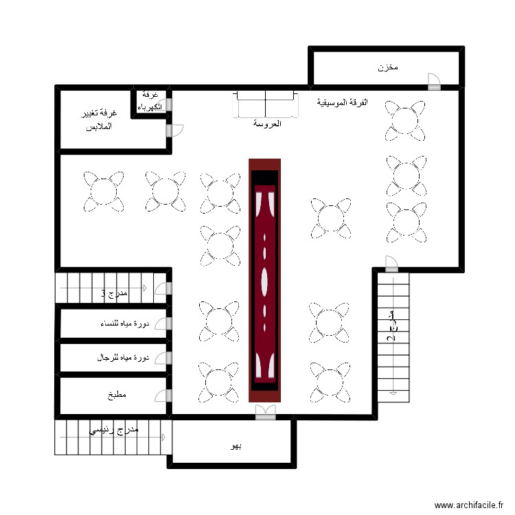 salle. Plan de 7 pièces et 48 m2