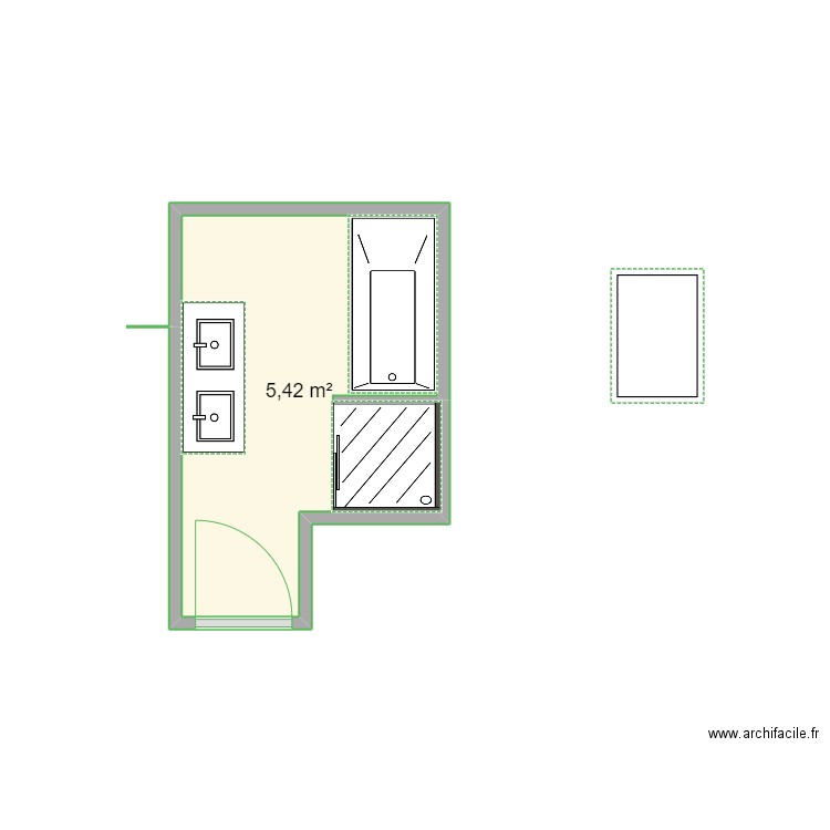 SDB. Plan de 1 pièce et 5 m2