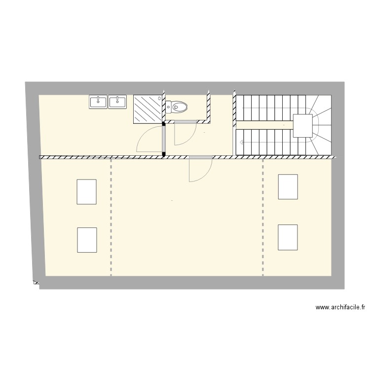 etage duplex combles option 2. Plan de 4 pièces et 50 m2