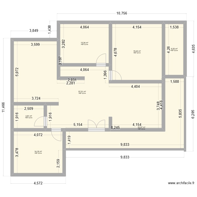 a ka jules. Plan de 7 pièces et 137 m2