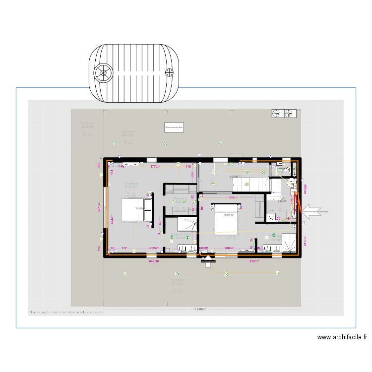 RDC domotique et VMC. Plan de 6 pièces et 65 m2