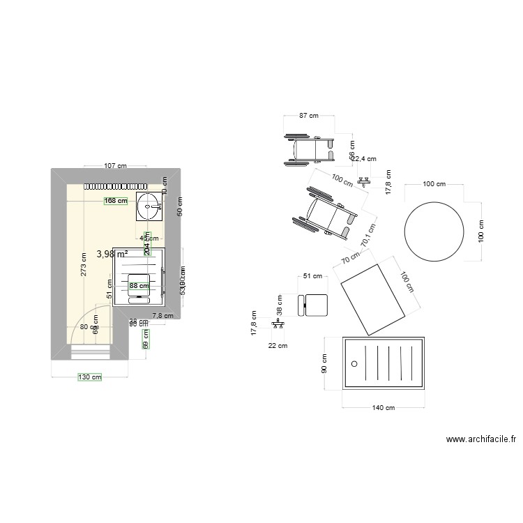 plan actuelle SDB VA. Plan de 0 pièce et 0 m2