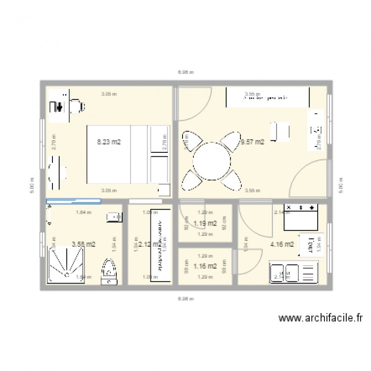 studio moderne. Plan de 0 pièce et 0 m2