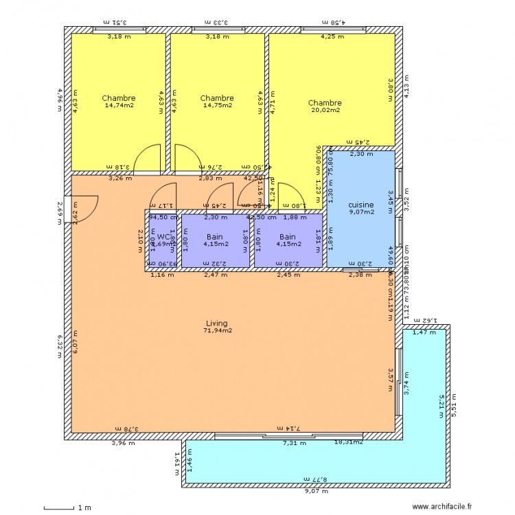 Trois chambres - Prestige. Plan de 0 pièce et 0 m2