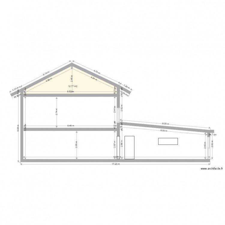 coupe . Plan de 0 pièce et 0 m2