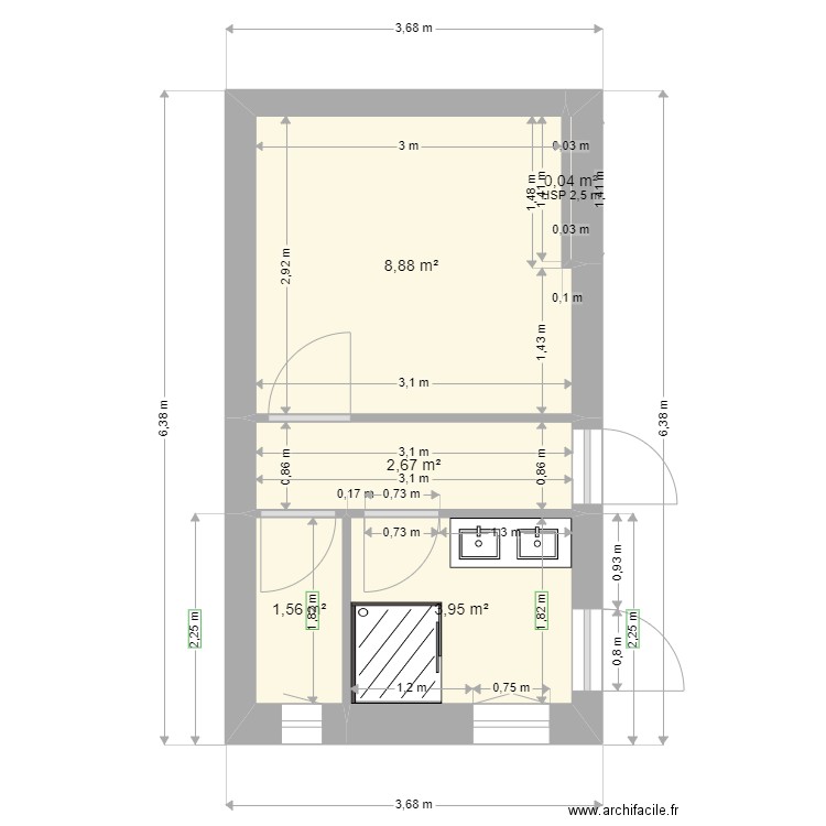 SDB. Plan de 0 pièce et 0 m2