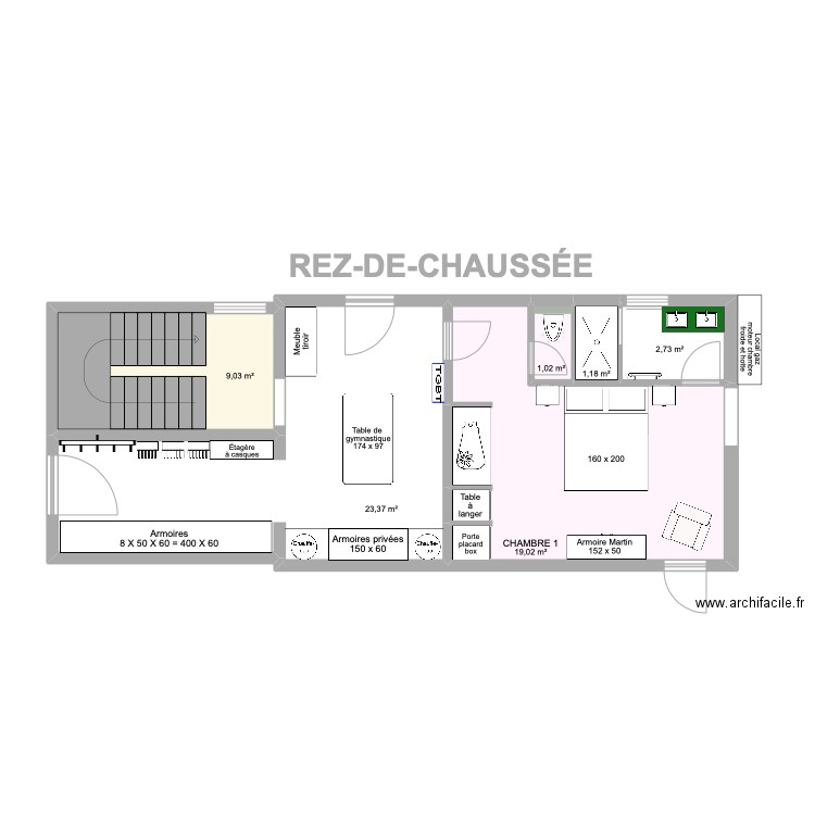 REZ-DE-CHAUSSÉE ALEXIA. Plan de 6 pièces et 56 m2