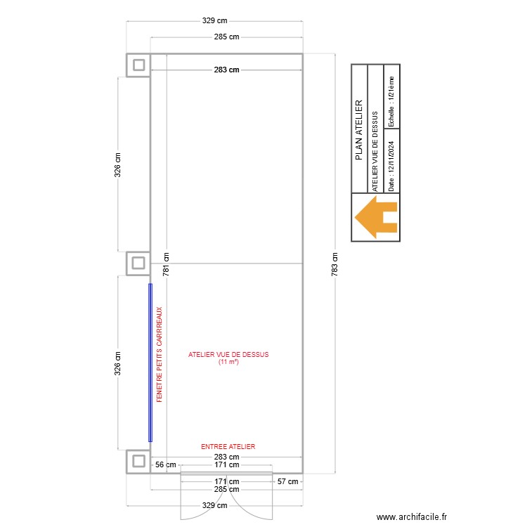 PLAN PREAU VUE DE DESSUS. Plan de 7 pièces et 23 m2