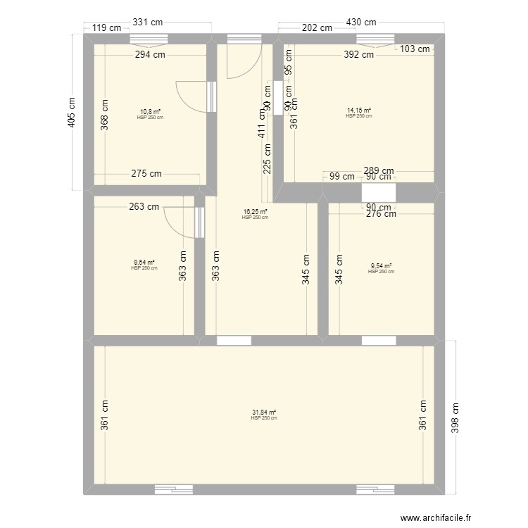 Plan Nora. Plan de 6 pièces et 92 m2