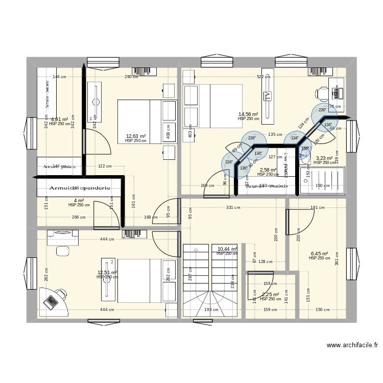 plan etage maison projet. Plan de 10 pièces et 74 m2