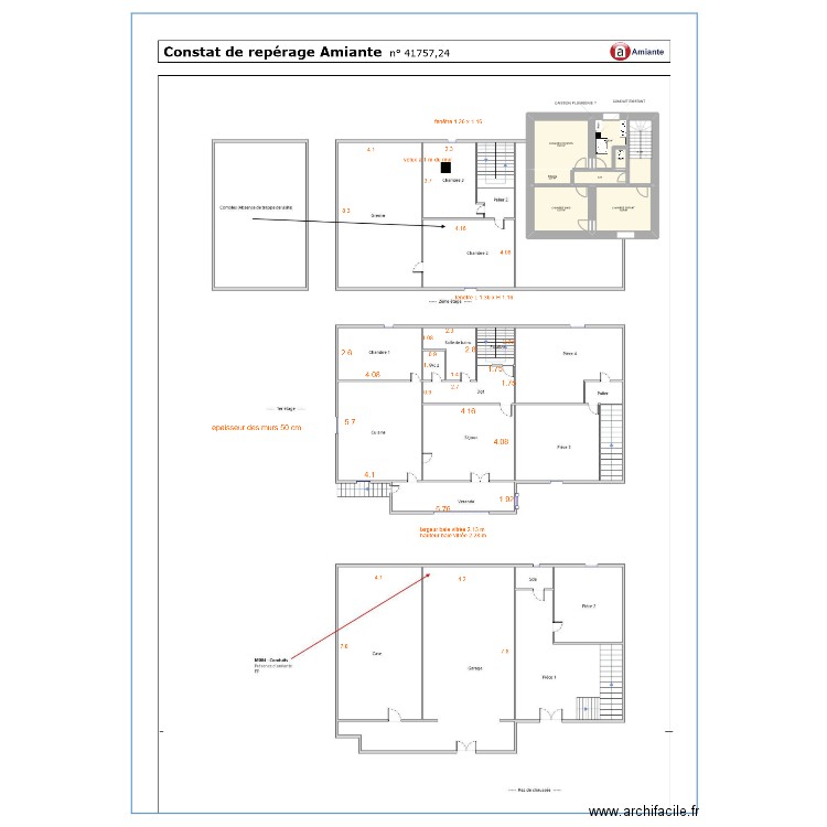 ETAGE CHARENTAY SDB PARENTS V2 AVEC CAISSON PLOMBERIE. Plan de 8 pièces et 66 m2