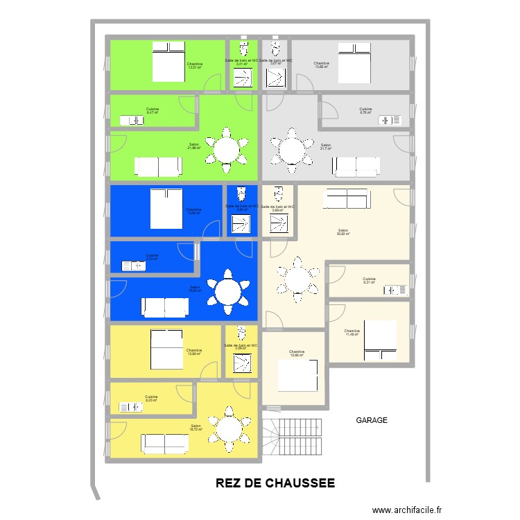 IMMEUBLE 1 FEVRIER 2025. Plan de 21 pièces et 240 m2