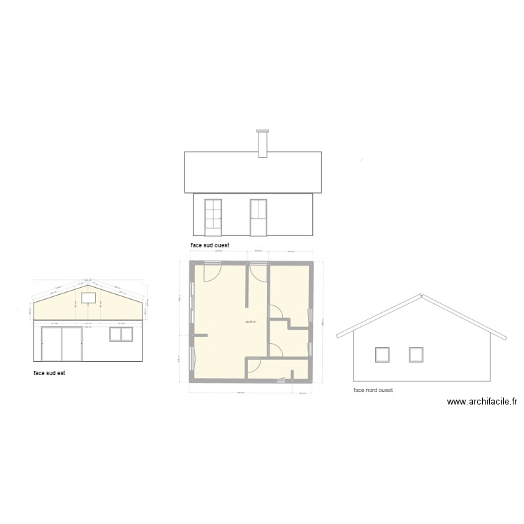 garage. Plan de 2 pièces et 88 m2