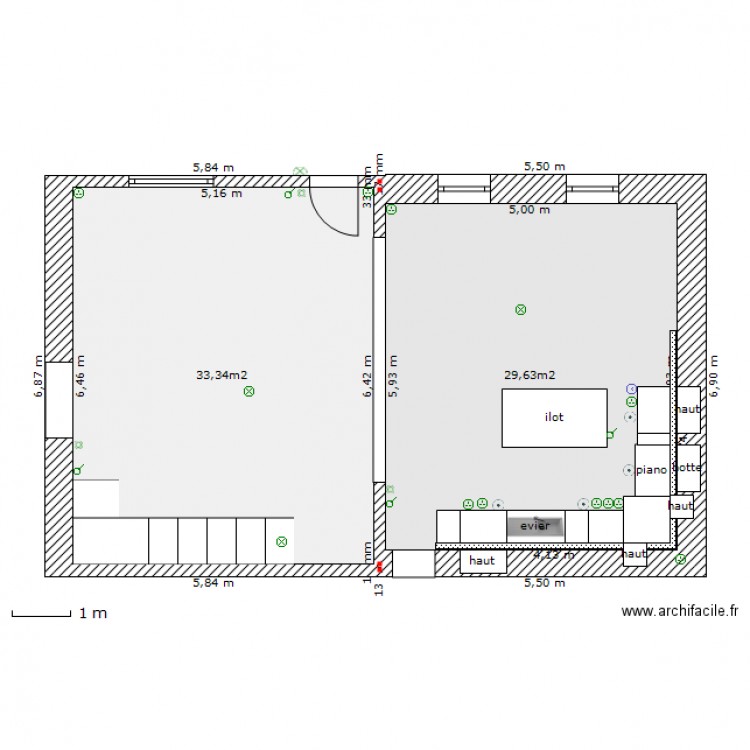 salle à manger cuisine aout 2014 elec. Plan de 0 pièce et 0 m2