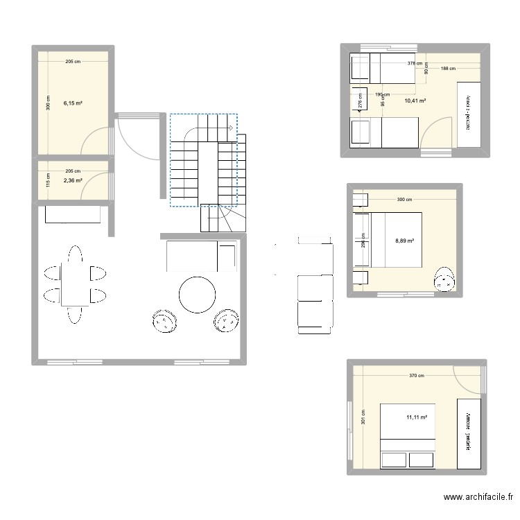 Dar Pacha. Plan de 5 pièces et 39 m2