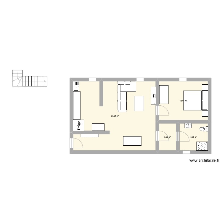 Appartement Lilouche. Plan de 4 pièces et 57 m2