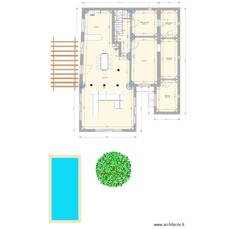 projet sur 136 m². Plan de 0 pièce et 0 m2