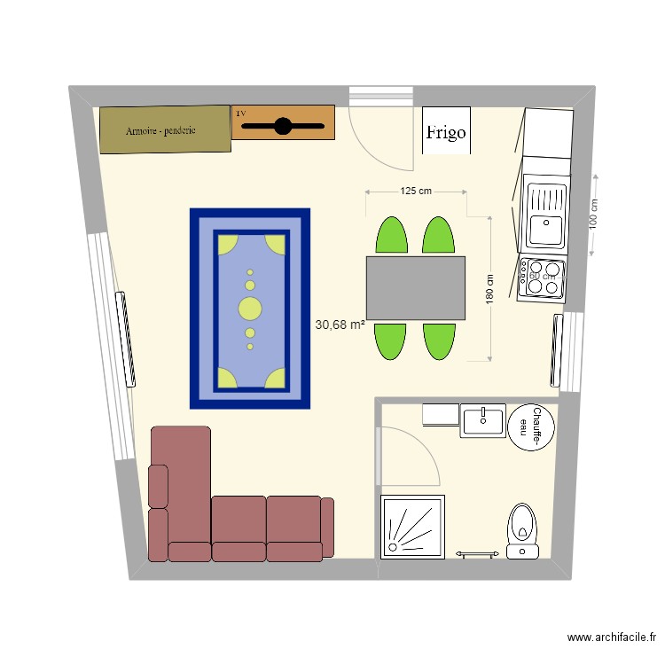 etage 1. Plan de 1 pièce et 31 m2