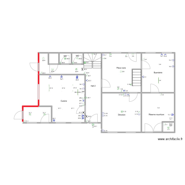 Hamoir RDC 2. Plan de 13 pièces et 91 m2