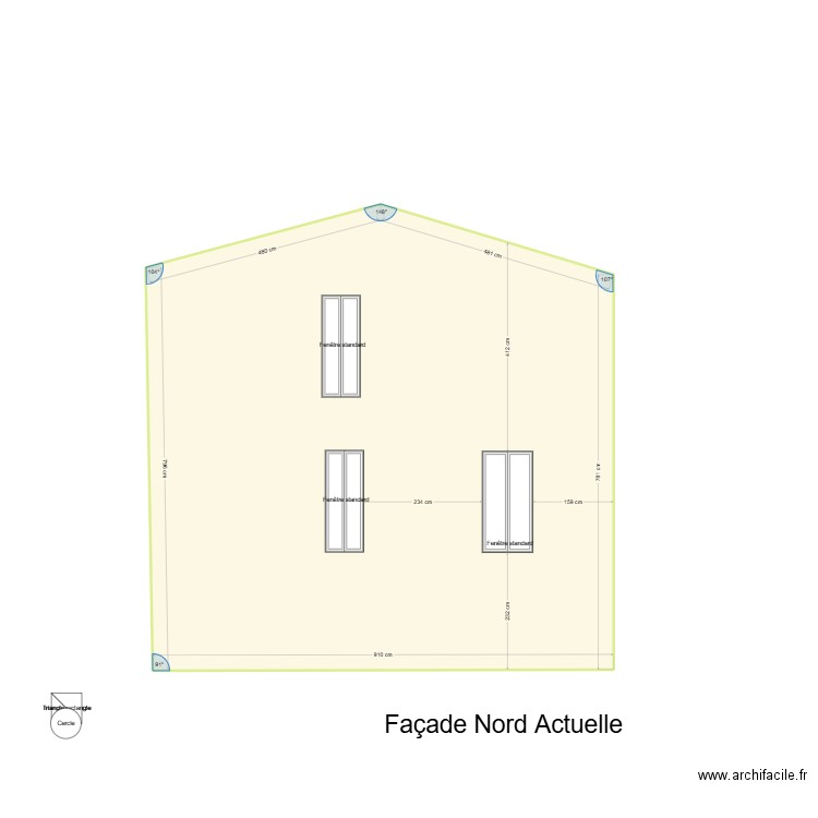 Plan facade. Plan de 1 pièce et 78 m2