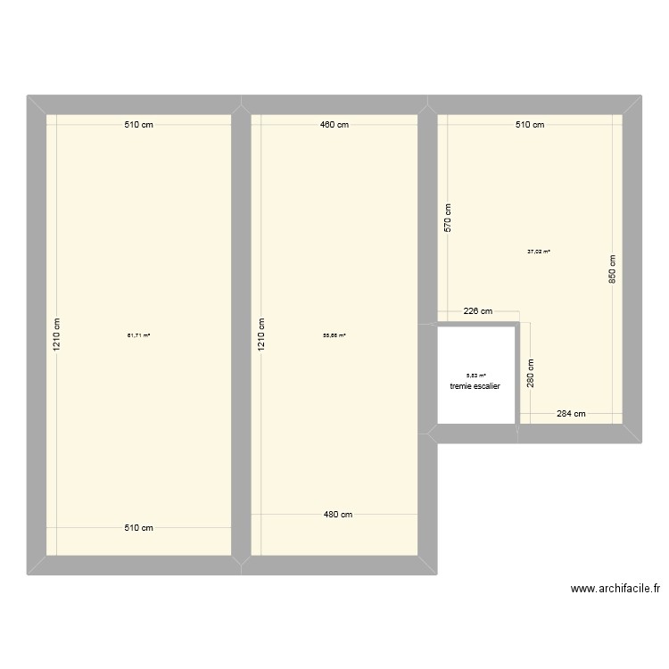 dalles véronnes. Plan de 4 pièces et 160 m2