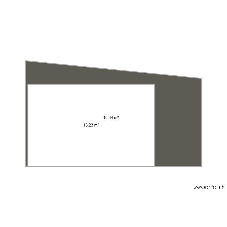 façade principal. Plan de 2 pièces et 43 m2