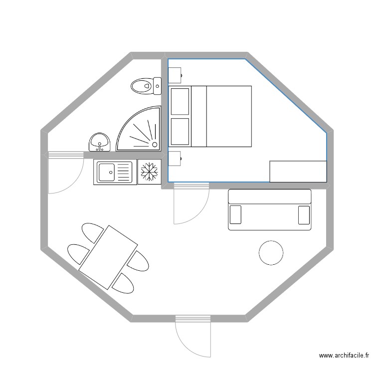 zome-pollimage. Plan de 3 pièces et 29 m2