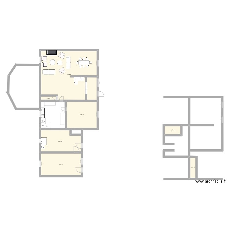 Leury maison 2. Plan de 7 pièces et 119 m2