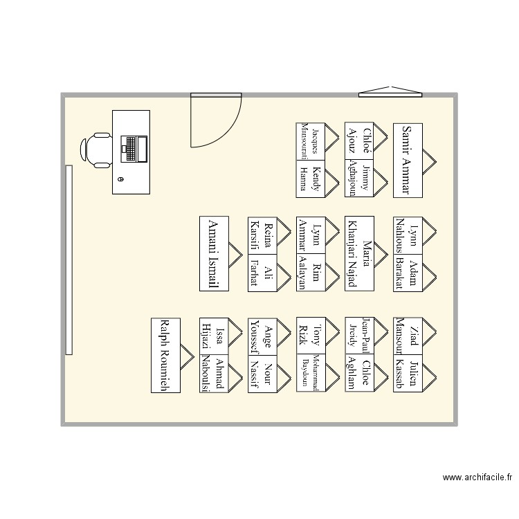 Salle de la classe EB7. Plan de 1 pièce et 32 m2