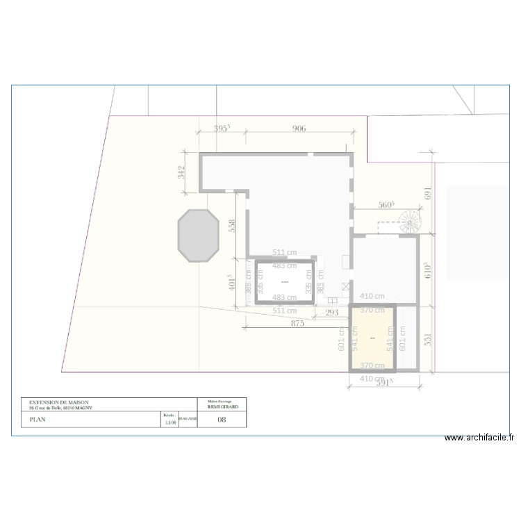 PLAN COTES PERGO GARAGE. Plan de 2 pièces et 36 m2