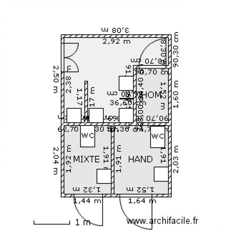 WC   VESTIAIRES SERPIN. Plan de 0 pièce et 0 m2