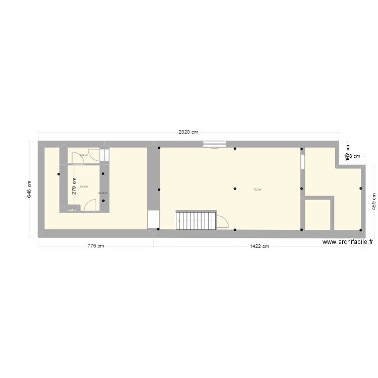 cabinet d'avocat '' sous sol''. Plan de 5 pièces et 107 m2