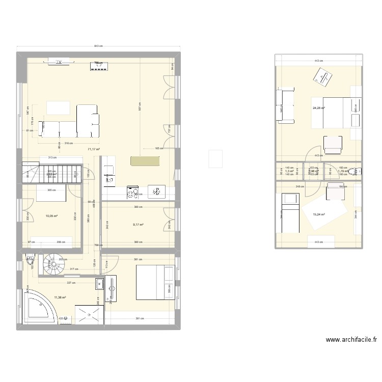Maison apres extension 2. Plan de 10 pièces et 148 m2