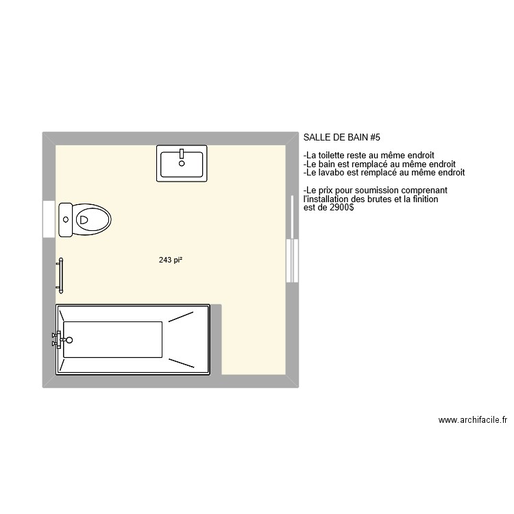 Salle de bain #5. Plan de 1 pièce et 23 m2