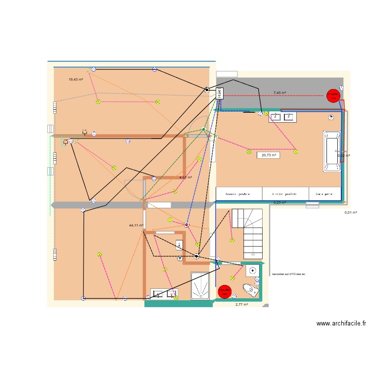 étage sonnac comble. Plan de 9 pièces et 99 m2