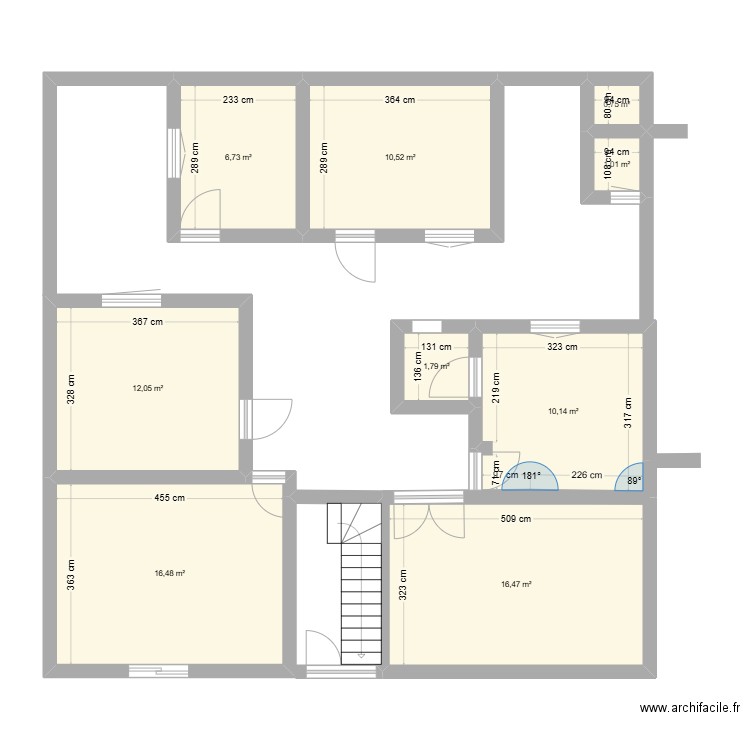 plan PA 26. Plan de 9 pièces et 76 m2