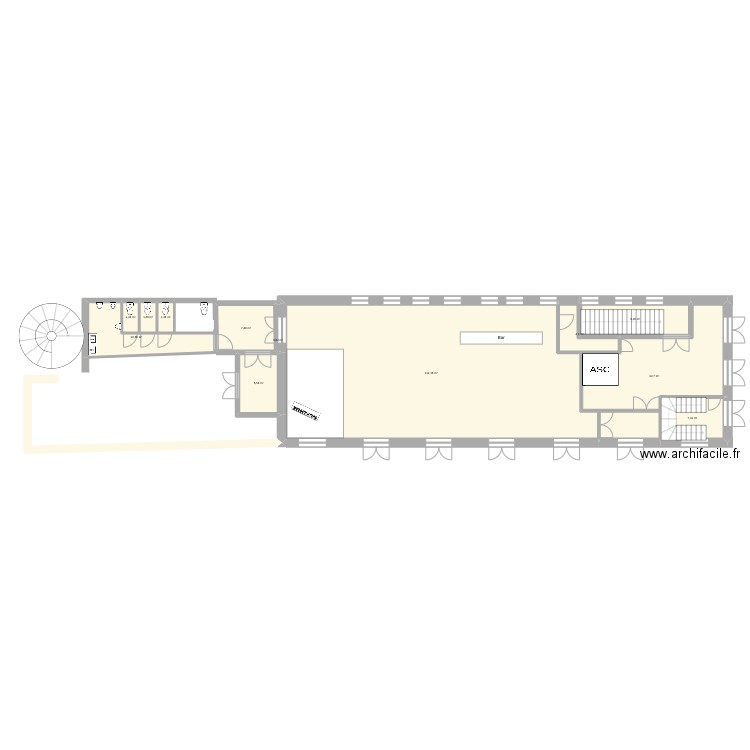 Gare gore existant . Plan de 12 pièces et 195 m2