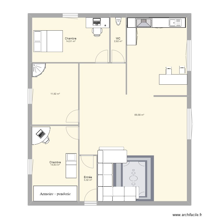 matthys plant. Plan de 6 pièces et 117 m2