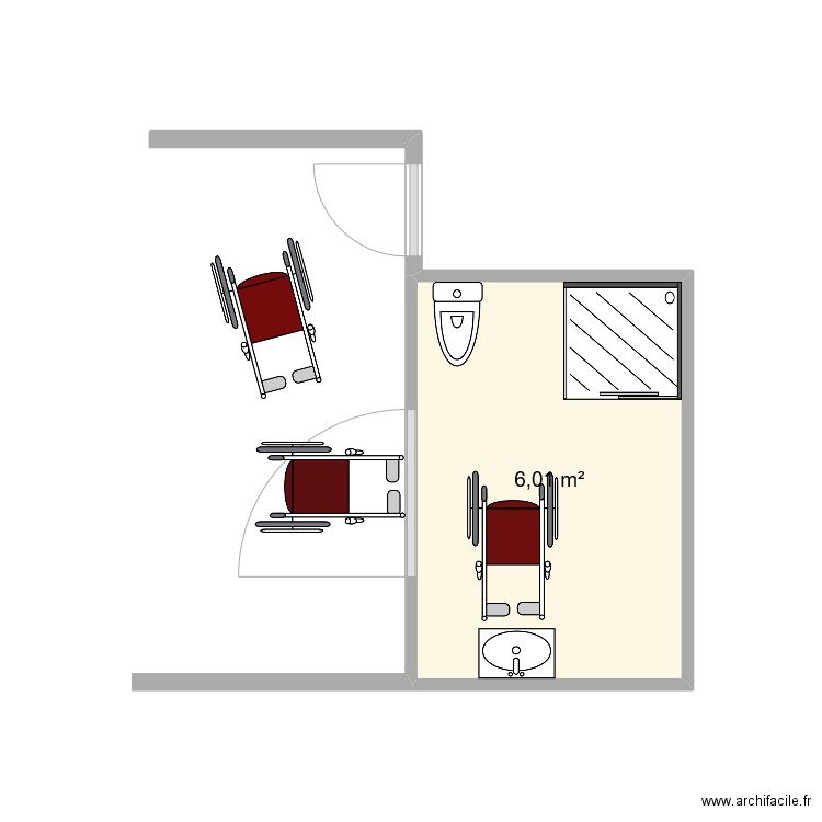 SALLE DE BAIN  STUDIO POUR PMR. Plan de 0 pièce et 0 m2