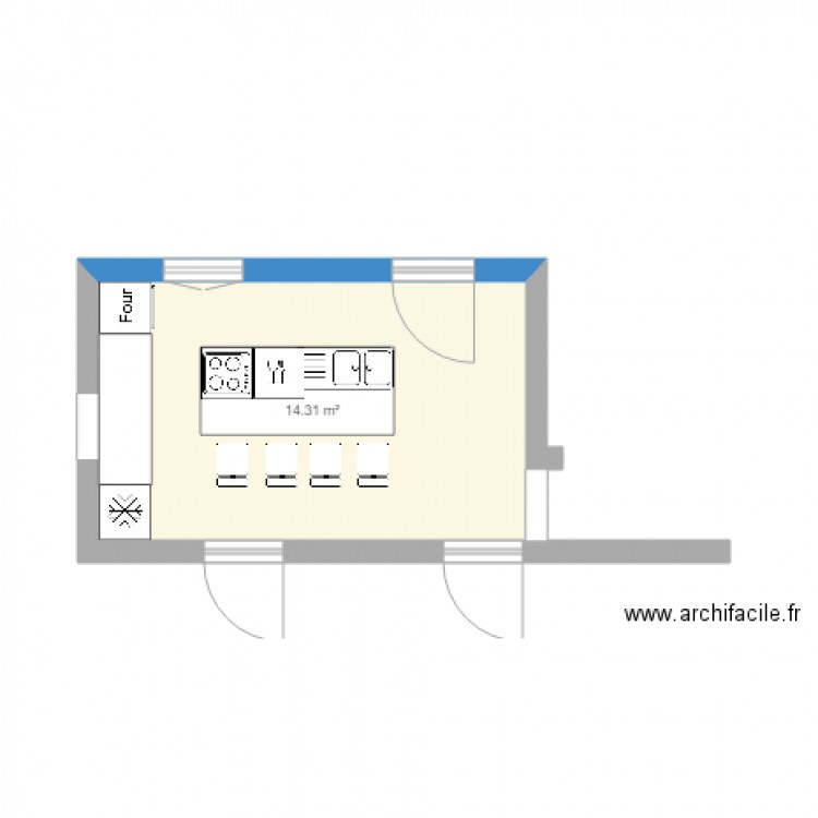 Cuisine ilot central 1. Plan de 0 pièce et 0 m2