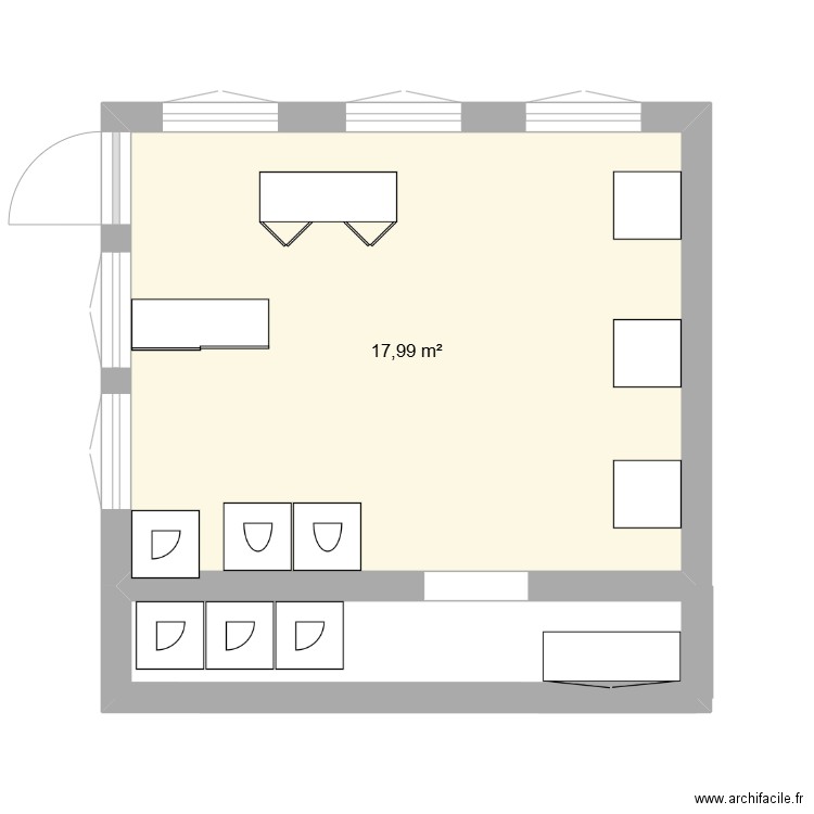 salon de coiffure . Plan de 1 pièce et 18 m2