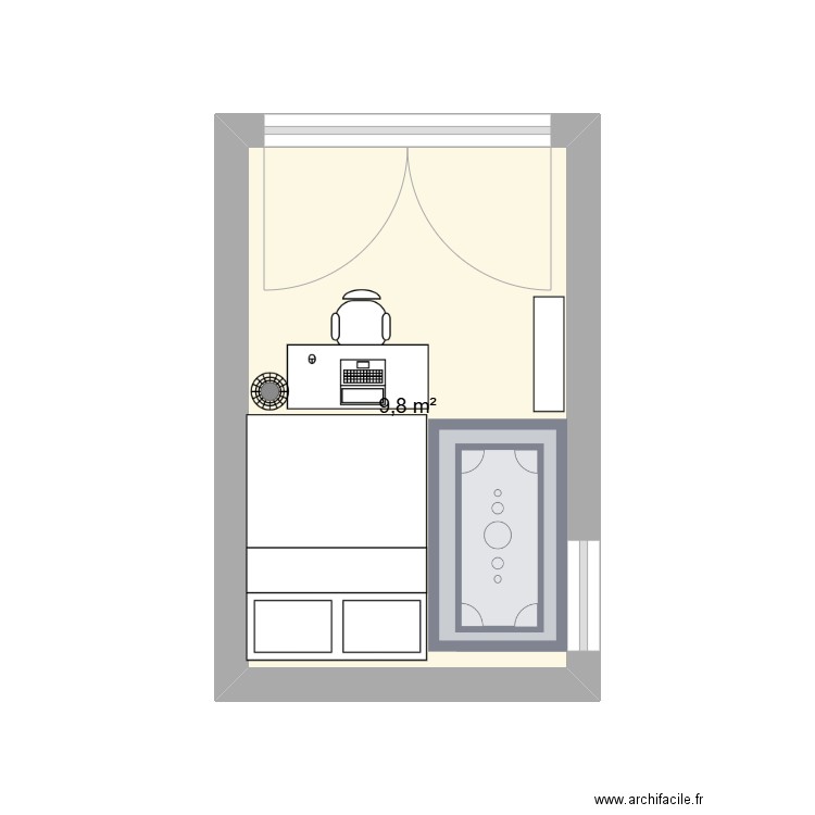 chambre max. Plan de 1 pièce et 10 m2