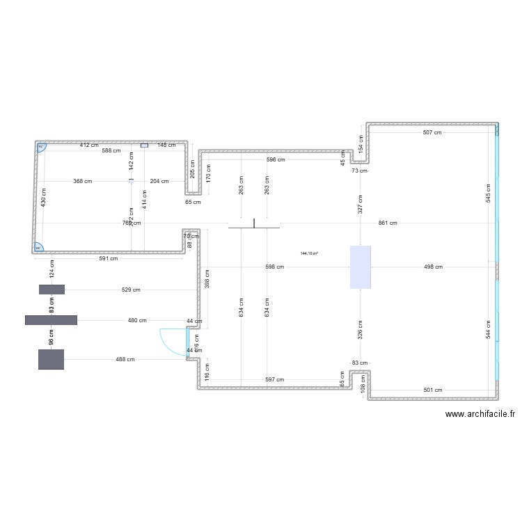 Plan D. Plan de 1 pièce et 144 m2