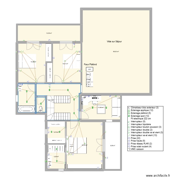 R+1 VILLA COZZA. Plan de 10 pièces et 186 m2