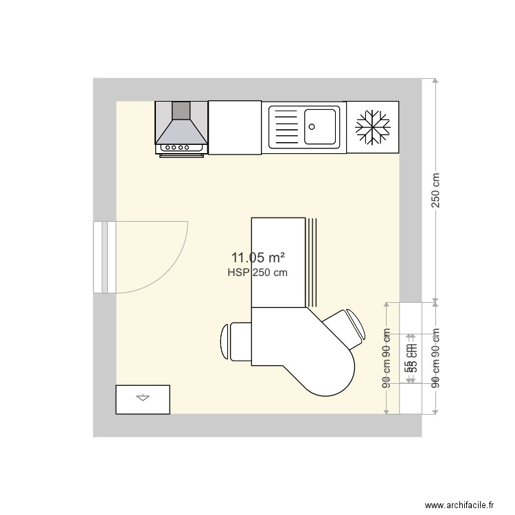 Cuisine studio 2. Plan de 0 pièce et 0 m2