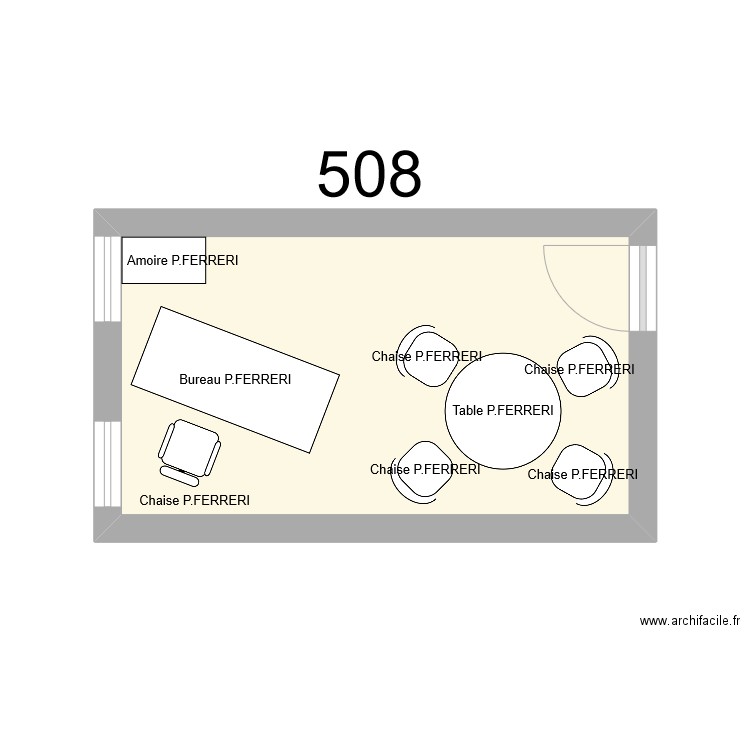 Bureau R 508 P.FERRERI. Plan de 1 pièce et 12 m2