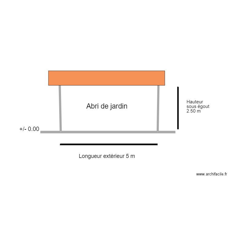 DP 3 plan de coupe Abri jardin. Plan de 0 pièce et 0 m2